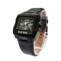 Montre  HOMME Style Diesel Fond Noir avec cadrant Noir et Bracelet en Cuir-Noir